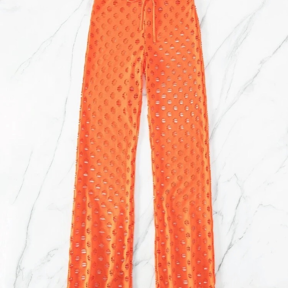 Orange Mesh Women's Pants - Picture 4 of 9